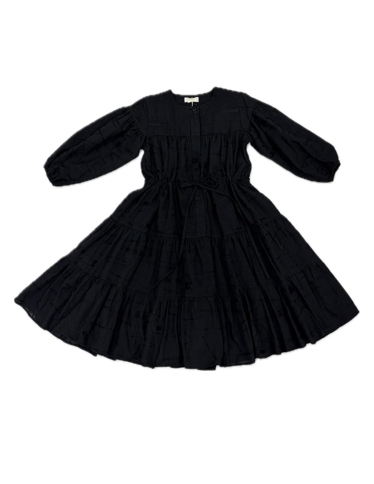 ALITSA 3/4 SLEEVE TRIM DETAIL TIERED DRESS