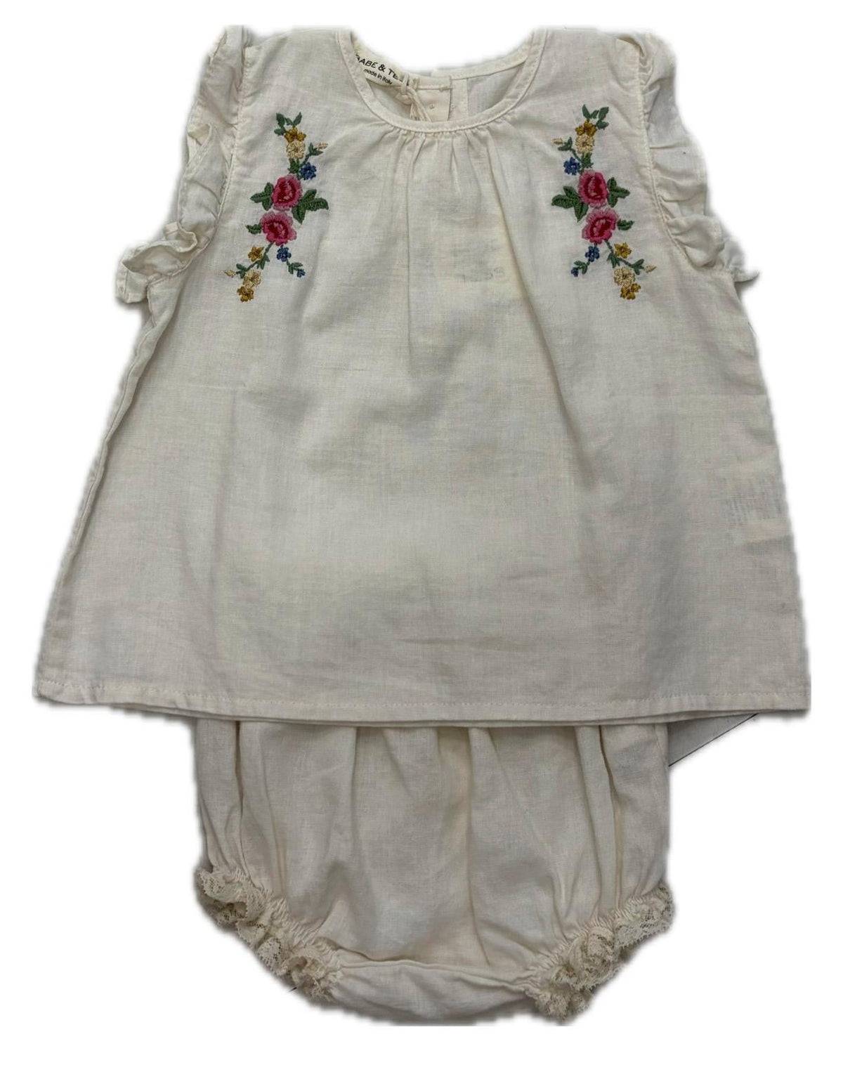 BABE AND TESS 2PC FLORA EMBROIDERED TOP WITH ELISA BLOOMER SET