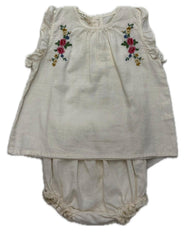 BABE AND TESS 2PC FLORA EMBROIDERED TOP WITH ELISA BLOOMER SET