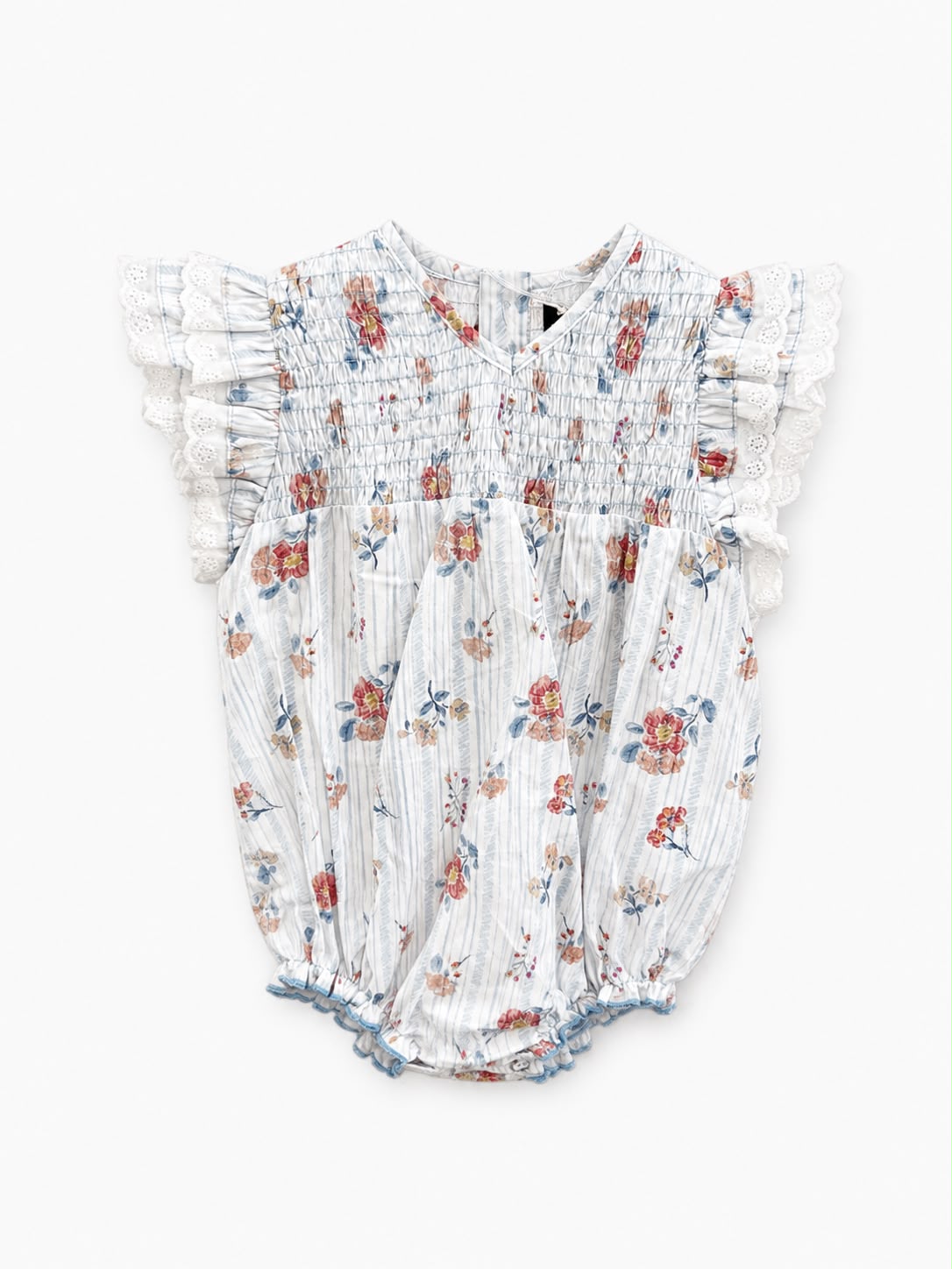 BELATI FLORAL SMOCKED SLEEVE ROMPER