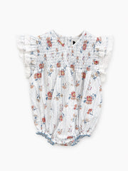 BELATI FLORAL SMOCKED SLEEVE ROMPER