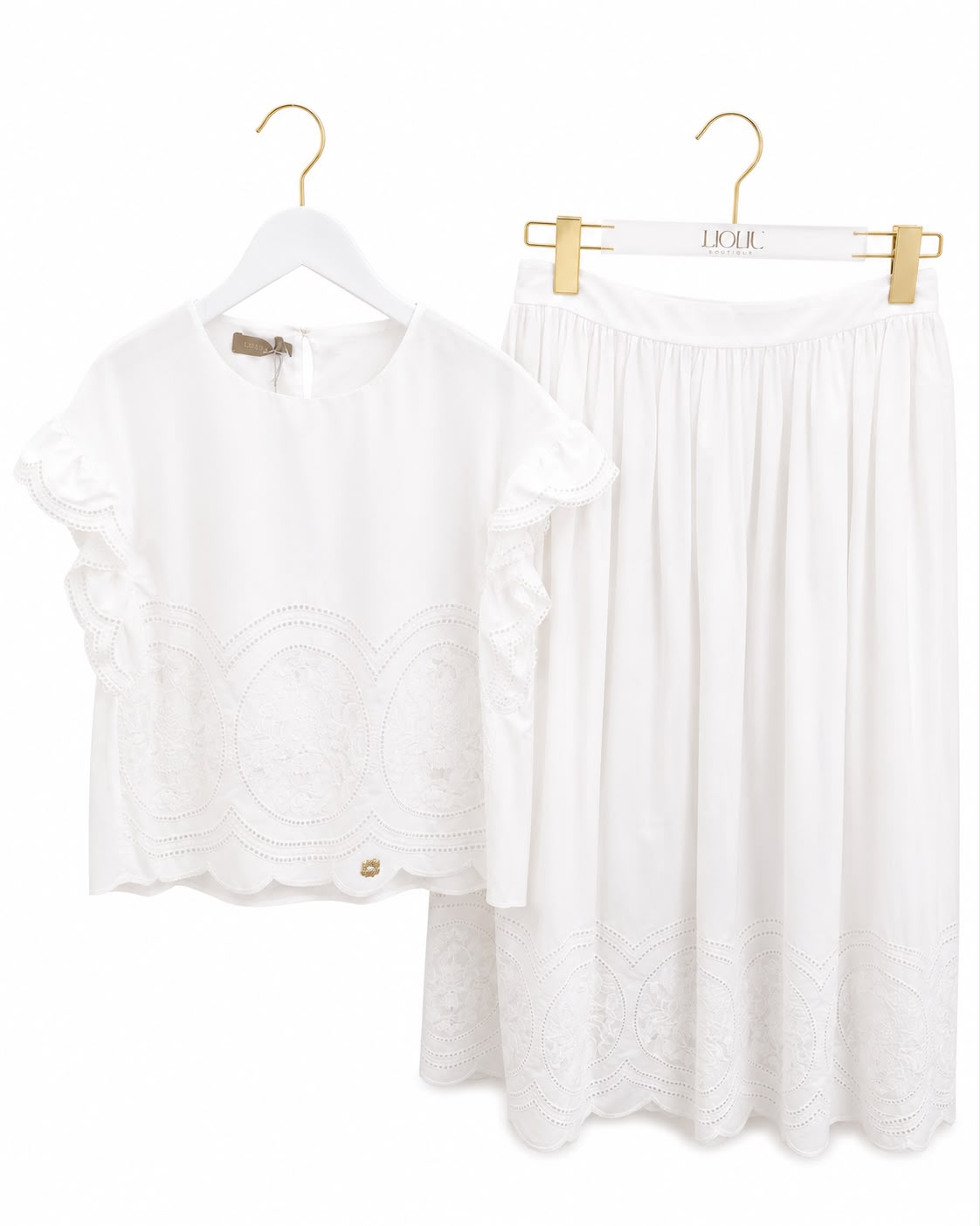 ELIE SAAB 2PC EMBROIDERED TOP WITH EMBROIDERED SKIRT