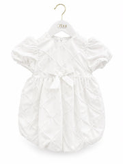 MIMISOL 3/4 SLEEVE EMBROIDERED TAFFETA BIG BOW SASH DRESS