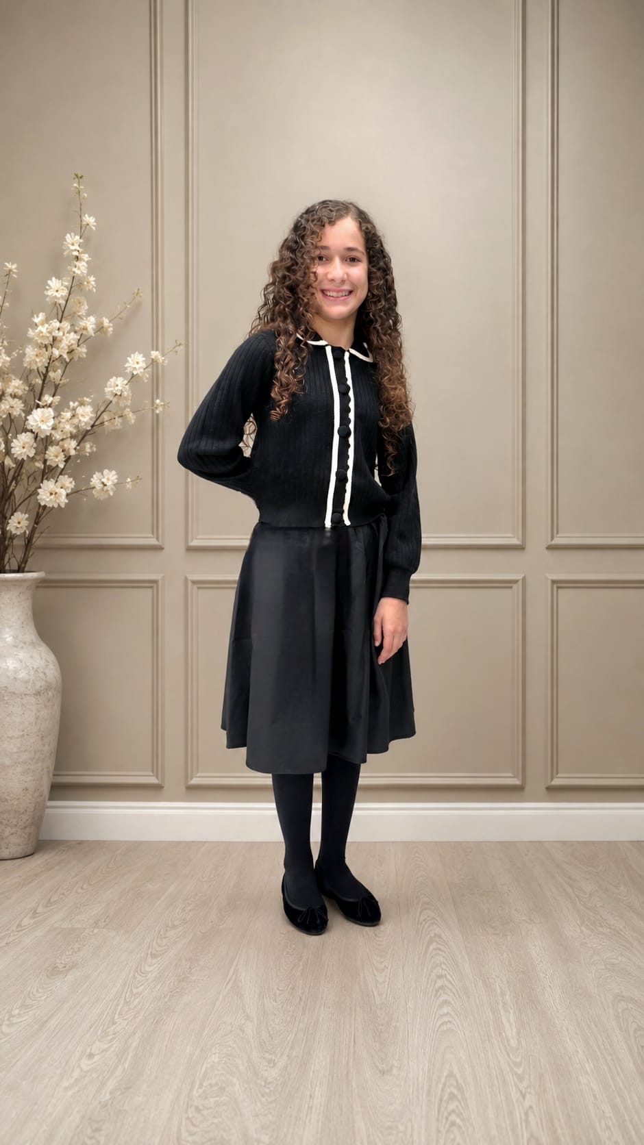 RAVE 2PC TEEN COLLARED SWEATER WITH TAFFETA PUFFY SKIRT