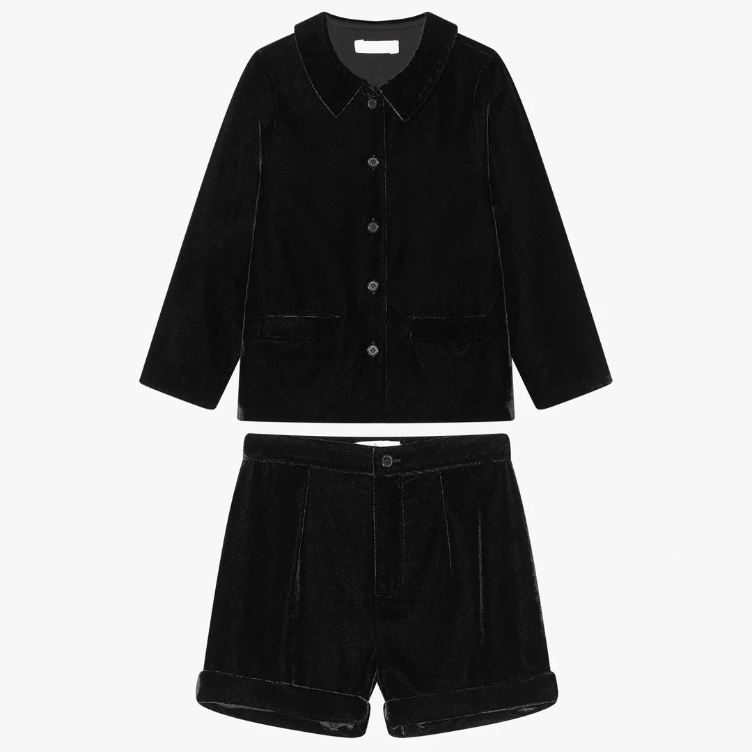 COCO BLANC 2PC BLACK VELVET SUIT