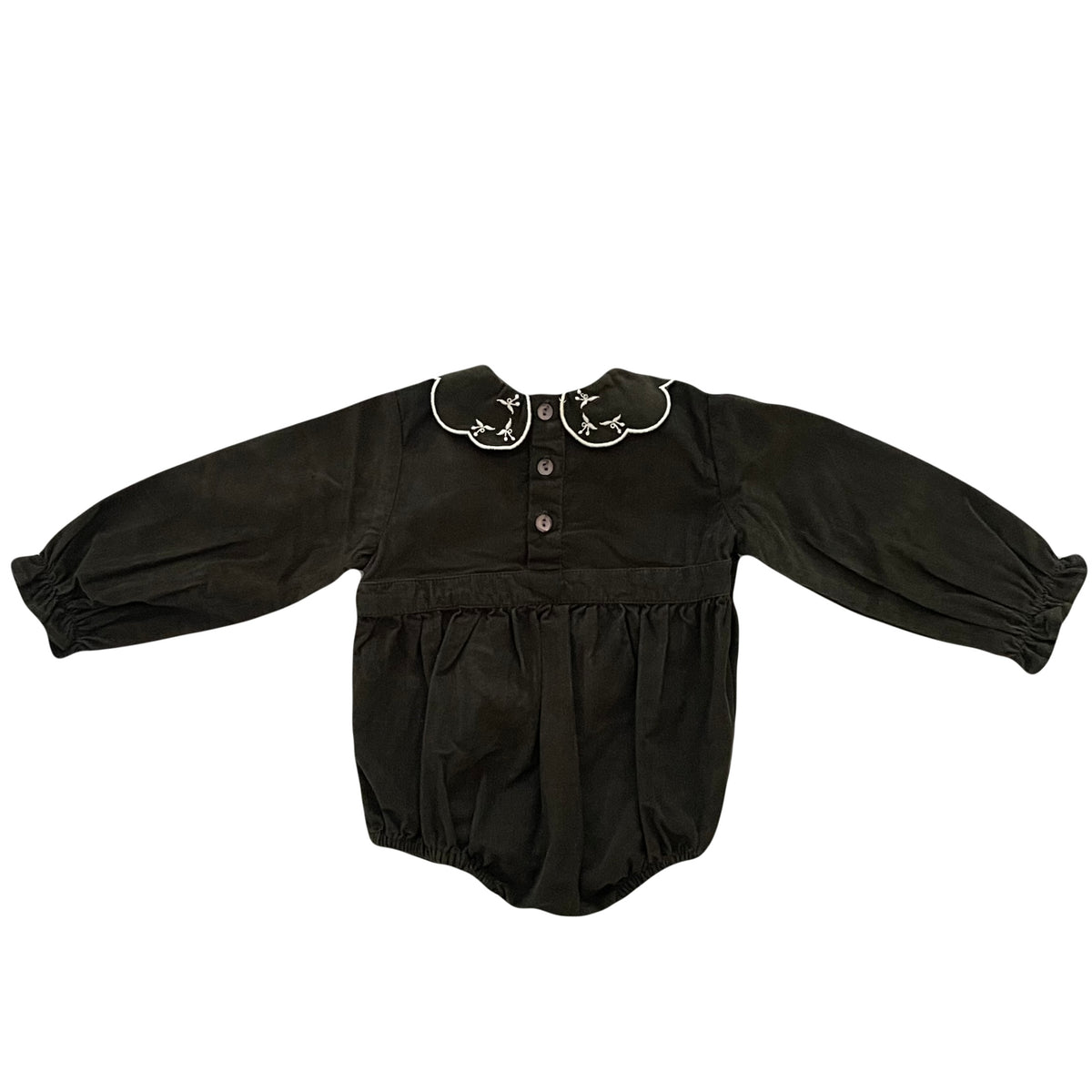 ORANGE EMBROIDERED COLLAR DETAIL CORDUROY ROMPER
