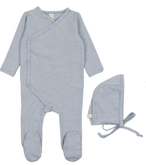 LILETTE 3PC  PINSTRIPE FOOTIE SET  + BLANKET