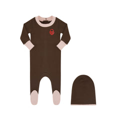 LITTLE PARNI 2PC FOOTIE WITH BEANIE PJ SET