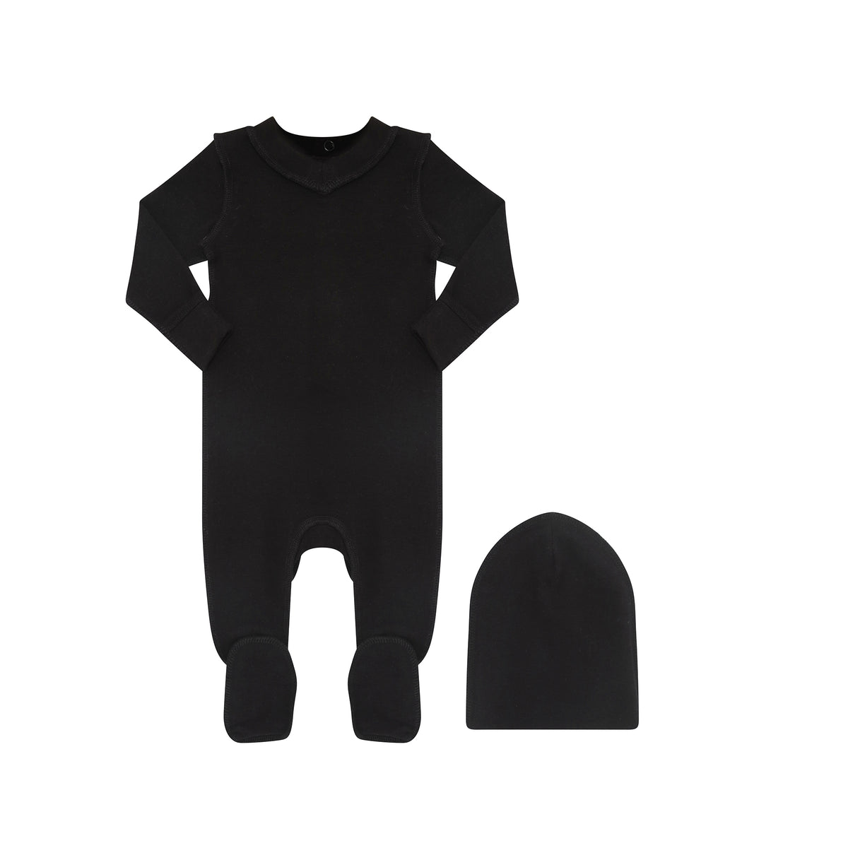 LITTLE PARNI 2PC VNECK FOOTIE+BEANIE PJ'S SET