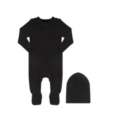 LITTLE PARNI 2PC VNECK FOOTIE+BEANIE PJ'S SET