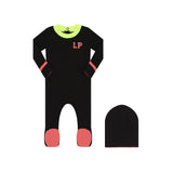 LITTLE PARNI 2PC NEON LOGO FOOTIE AND BEANIE