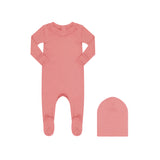 LITTLE PARNI 2PC SOLID FOOTIE AND BEANIE