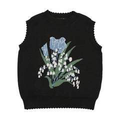 PRAIRIE CHARLOTTE EMBROIDERED FLOWERS KNIT VEST