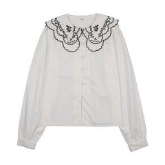 PRAIRIE SOFIA  SCALLOPED DOUBLE COLLAR BLOUSE