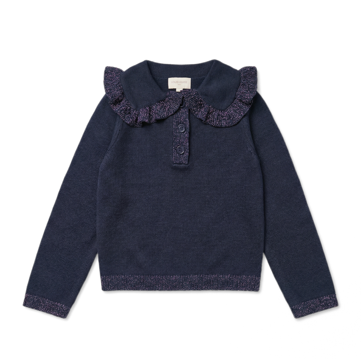 LOUIS LOUISE PAULINE LONG SLEEVE KNIT RUFFLE COLLAR SWEATER