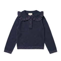 LOUIS LOUISE PAULINE LONG SLEEVE KNIT RUFFLE COLLAR SWEATER