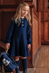 TARTINE ET CHOCOLAT RUFFLE BUTTON PLEATED DRESS