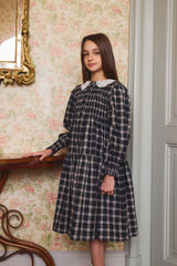 PERNILLE CROCHET LACE PETER PAN COLLAR CHECK DRESS