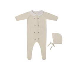 MI AMOUR 2PC PETER PAN KNIT FOOTIE WITH HAT SET