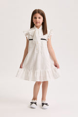 PHILOSOPHY TIE NECK EYELET DRESS