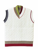 VIBE STRIPED TRIM CABLE KNIT VEST