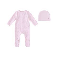 MINILABEL 2PC BUTTERFLY ALLOVER PRINT FOOTIE WITH HAT SET