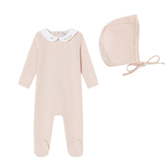 MINILABEL 2PC METALLIC EMBROIDERED FOOTIE + HAT SET