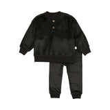 POUF 2PC VELOUR HENLEY SET