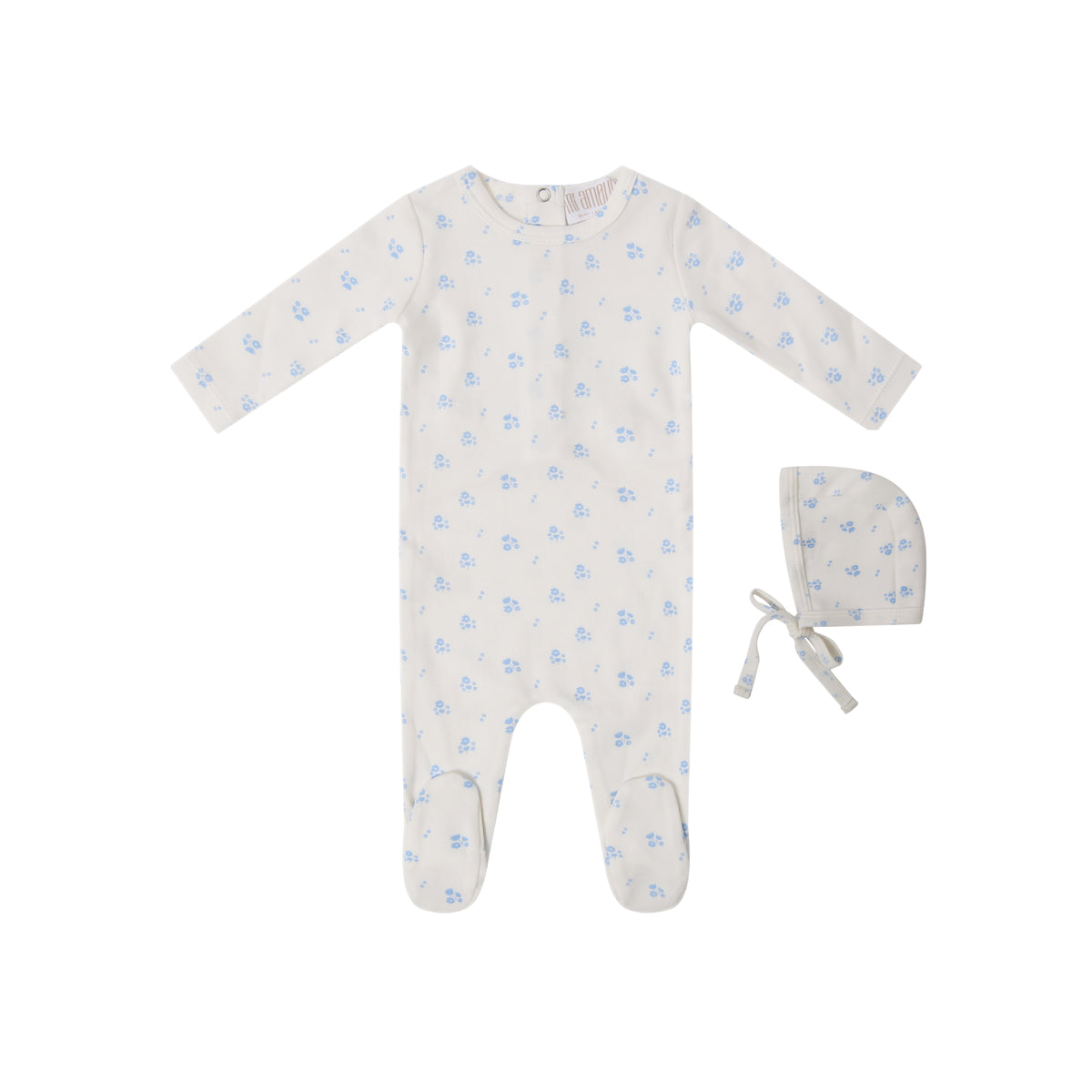 MI AMOUR 2PC PRINTED FLORAL FOOTIE WITH HAT SET