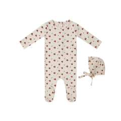 MI AMOUR 2PC PRINTED FLORAL FOOTIE WITH HAT SET