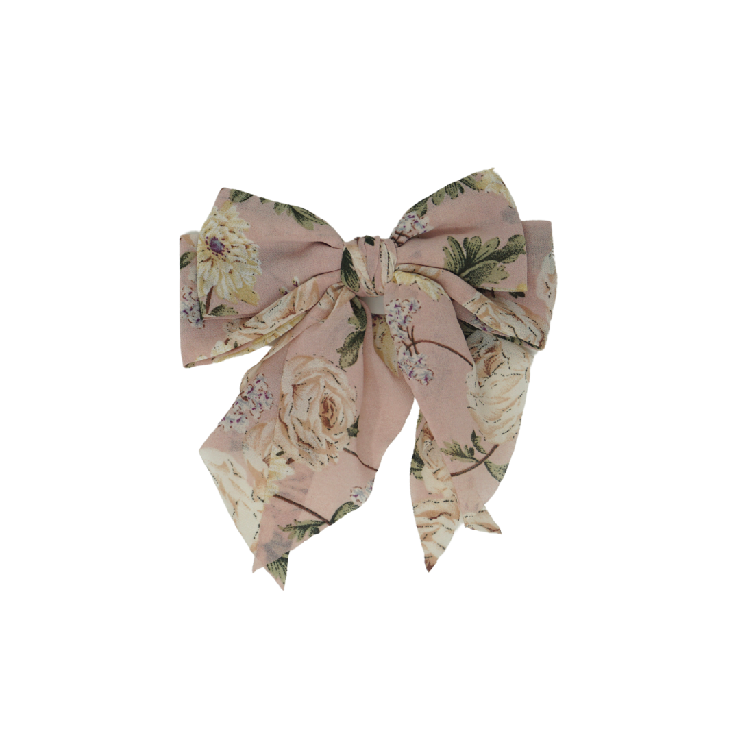 BANDEAU PRINTED FLORAL MEDIUM FLOPPY STYLE BOW CLIP