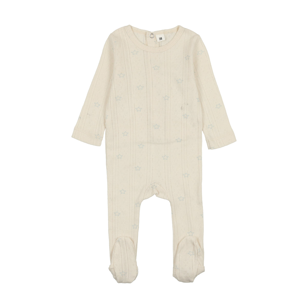 BONJOY 2PC STARS PRINT POINTELLE FOOTIE WITH BONNET SET