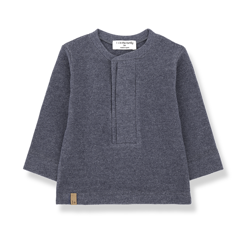 1+IN THE FAMILY 3PC DENIM HENLEY T-SHIRT WITH LEGGINGS & BEANIE SET