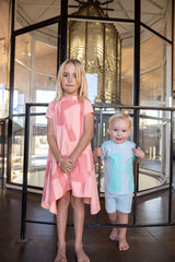 RETRO KID 2PC TESS ALLOVER LOGO TSHIRT + SHORTS SET