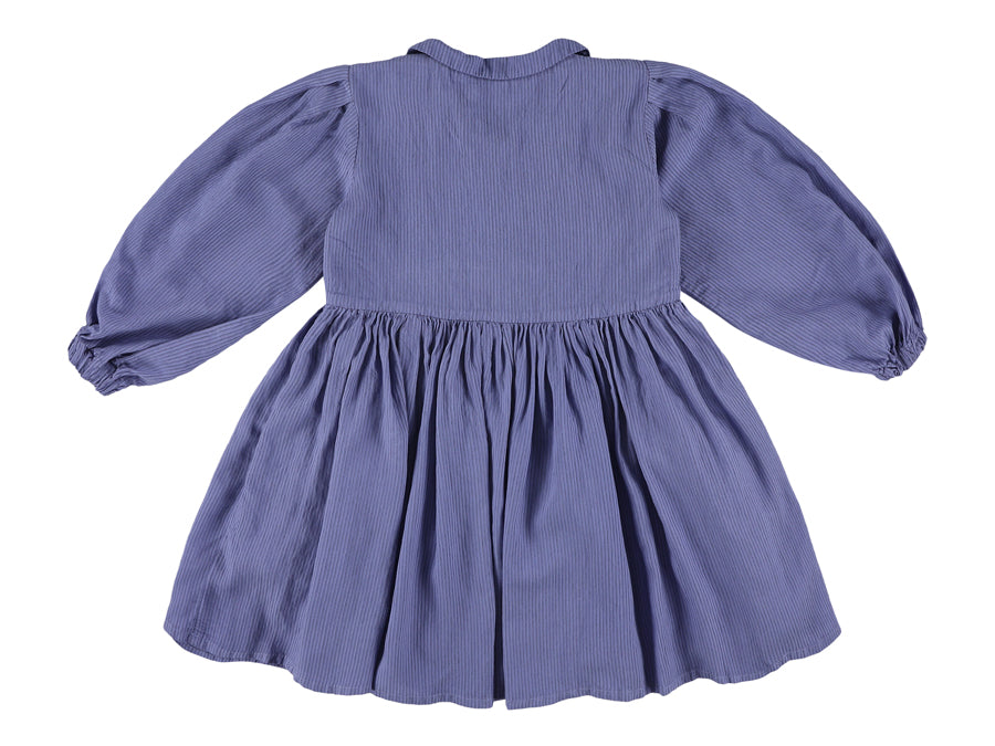 MORLEY ROBIN COLLAR PINSTRIPE PLEAT DETAIL DRESS