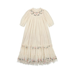 SOIREE ROSIE EMBROIDERED FLOWERS TIERED BOTTOMTULLE GOWN