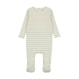 BONJOY 2PC RIBBED STRIPED FOOTIE WITH BEANIE SET