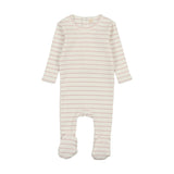 BONJOY 2PC RIBBED STRIPED FOOTIE WITH BEANIE SET