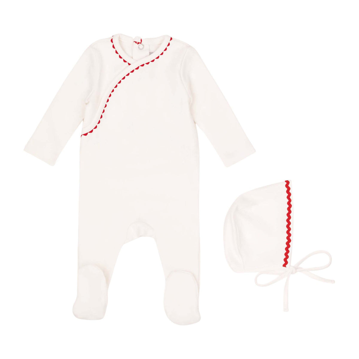 MINILABEL 2PC RIC RAC FOOTIE WITH BONNET SET
