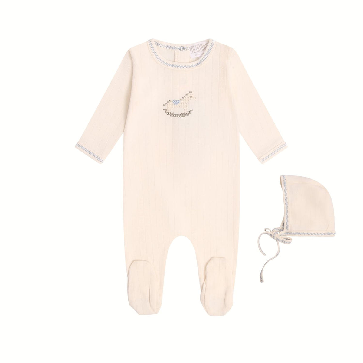 MI AMOUR 2PC ROCK A BYE POINTELLE FOOTIE + HAT SET