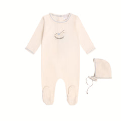 MI AMOUR 2PC ROCK A BYE POINTELLE FOOTIE + HAT SET