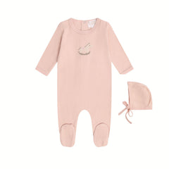 MI AMOUR 2PC ROCK A BYE POINTELLE FOOTIE + HAT SET