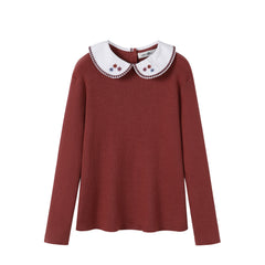 NOU NELLE 2PC EMBROIDERED COLLAR SWEATER WITH HOUNDSTOOTH SKIRT