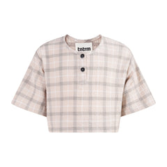 TNTRM 2PC WOVEN CHECK SEERSUCKER TOP WITH SKIRT