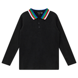 5 STAR STRIPED NECKLINE L/S POLO