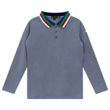 5 STAR STRIPED NECKLINE L/S POLO