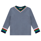 5 STAR STRIPED NECKLINE L/S T-SHIRT