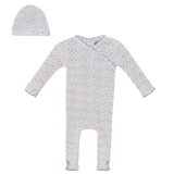 LITTLE FRAGILE 2PC RIB PRINT FOOTIE WITH BEANIE SET