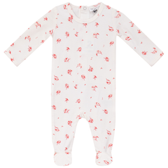 LITTLE FRAGILE 2PC FLOWER PRINT FOOTIE WITH BEANIE SET