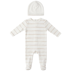 LUXE BABY 2PC RAISED STRIPED FOOTIE WITH HAT SET